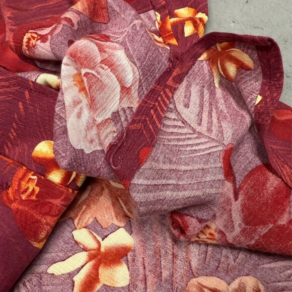Vintage 1960s Hawaiian Shirt Floral Aloha Red Aloha Shirt XL - Picture 8 of 9